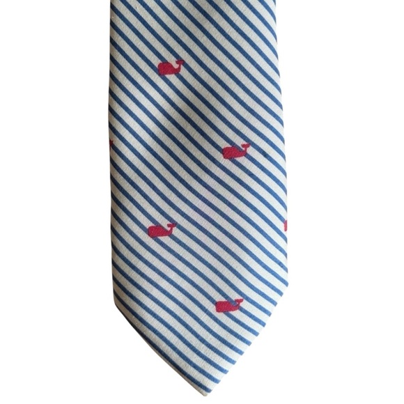 Vineyard Vines Other - Vineyard Vines Boys Silk Tie Blue Stripe Pink Whales Preppy Nautical Summer